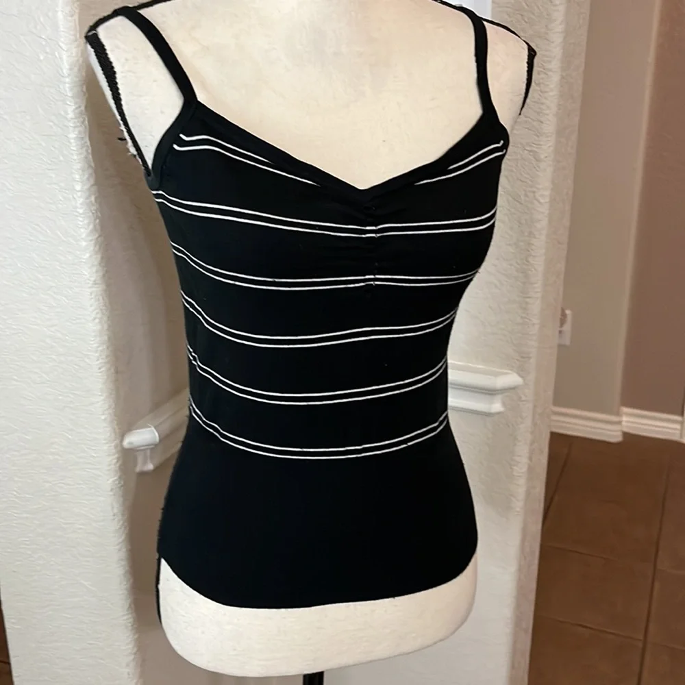Mossimo black with white stripe silk blend crop sweater - Picture 4 of 15